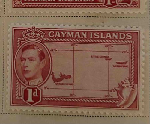 Cayman Islands 1d Postage Stamp featuring King George VI