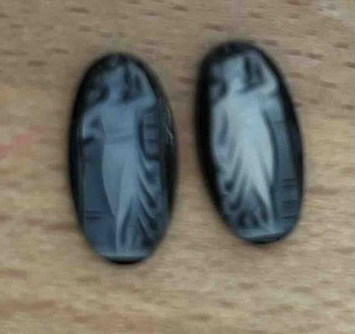 Pair of Intaglio Carved Onyx Glass Cameos
