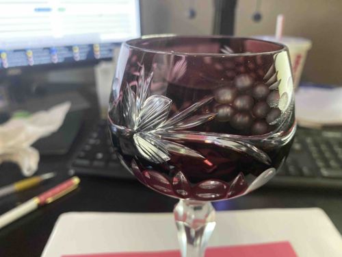 Amethyst Cut-to-Clear Bohemian Crystal Wine Hock