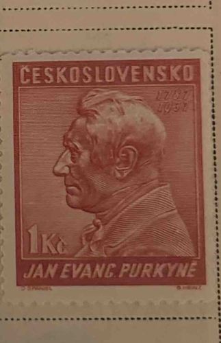 Czechoslovakian 1Kć Stamp featuring Jan Evangelista Purkynė