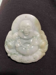 Carved Jadeite Laughing Buddha Pendant
