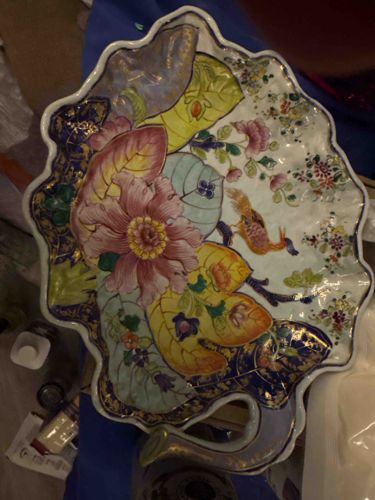 Japanese Imari-Style Porcelain Leaf-Shaped Dish