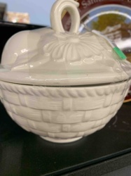 Ceramic Basket-Weave Pumpkin Lidded Serving Dish