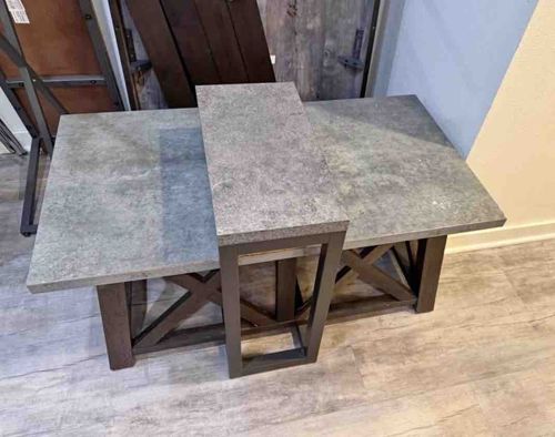 Industrial Farmhouse Concrete-Top Coffee and Console Table Set