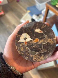 Inlaid Stone Decorative Lid or Coaster
