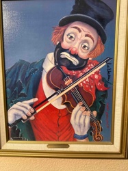 Red Skelton 'Freddie the Freeloader' Clown Playing Violin Painting