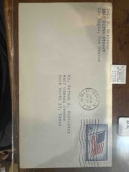 Vintage Postmarked Envelope with Flag Stamp
