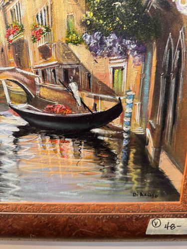 Venetian Canal Scene with Gondola by Di Renzo