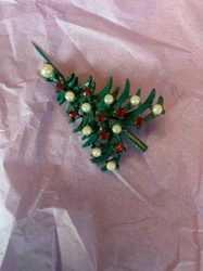 Vintage Enamel and Rhinestone Christmas Tree Brooch