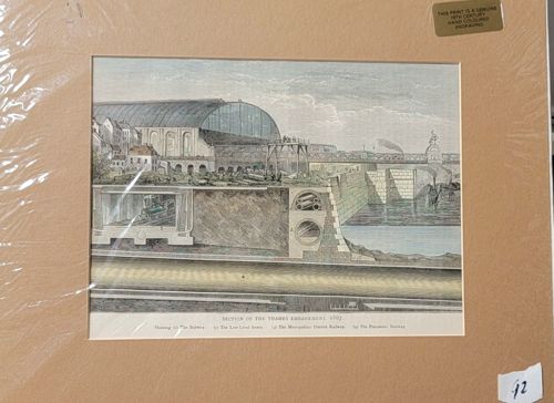 Section of the Thames Embankment, 1867: Hand-Coloured Engraving