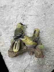 Two Ceramic Birds on a Branch Figurine