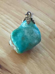 Green Chalcedony Stone Pendant with Gold-Tone Bail