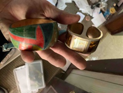 Mixed Lot: Wooden Painted Bangle and Watch Cuff Bracelet