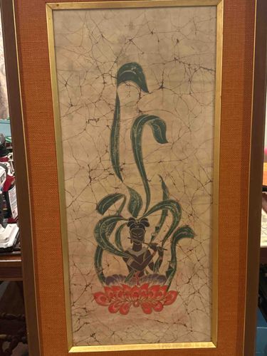 Framed Batik Art of Krishna Playing Flute