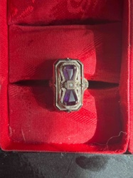 Art Deco Platinum Amethyst and Diamond Flip Ring