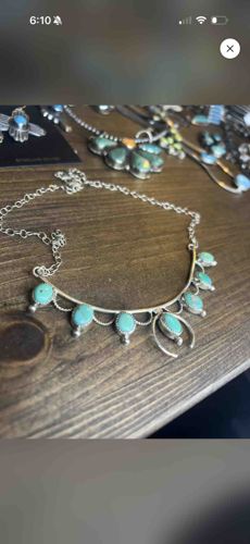 Southwestern Sterling Silver and Turquoise Naja Bib Necklace
