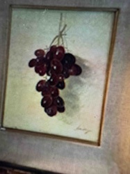 Framed Watercolor Painting of Grapes