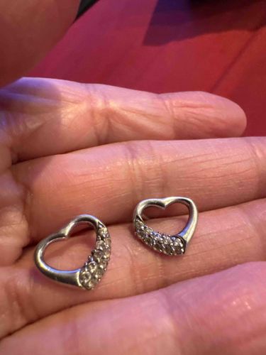 Open Heart Diamond-Accent Stud Earrings