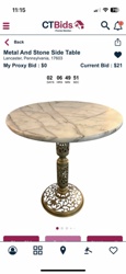 Marble Top and Ornate Metal Side Table