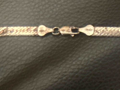 Sterling Silver Herringbone Chain Necklace with Lobster Clasp