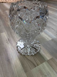 Cut Glass Heart-Pattern Pedestal Vase