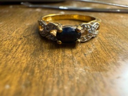 Gold and White Gold Tone Sapphire and Diamond Accent Ring