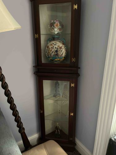 Two-Piece Corner Display Cabinet