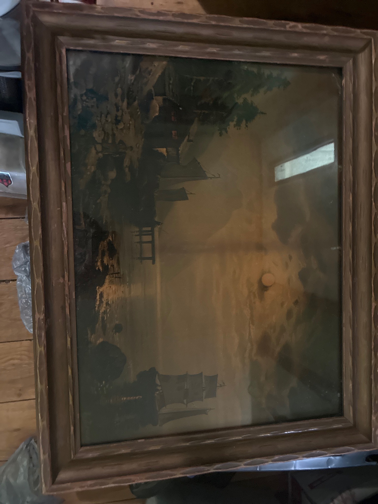 Submitted photo of Framed maritime landscape painting