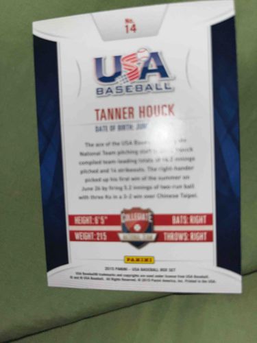2015 Panini USA Baseball Tanner Houck Trading Card (Back)