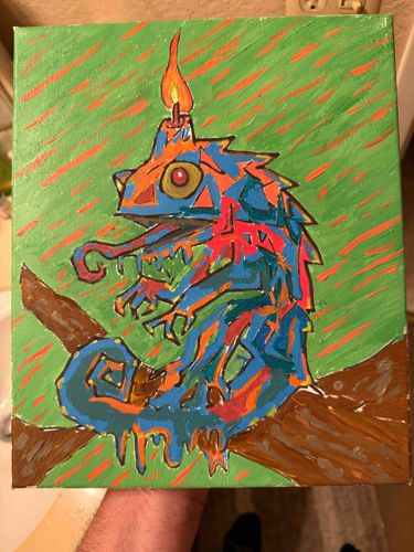 Surreal Chameleon Candle Painting