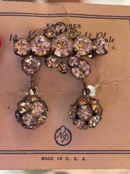 Vintage Clear Rhinestone Clip-On Earrings