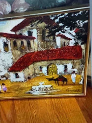 Textured Painting of a Mediterranean/Village Scene