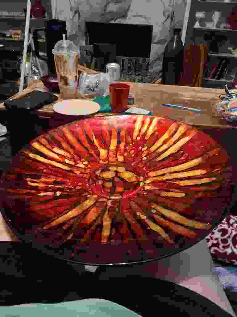 Large Decorative Kiln-Fused Glass Art Platter