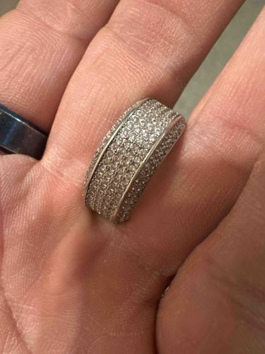 Pave Diamond-Style Sterling Silver Band Ring