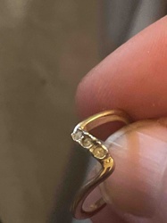 Gold-Toned V-Shaped Ring with Three Clear Stones