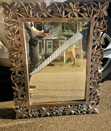 Carved Wooden Floral Frame Mirror