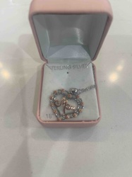 Sterling Silver and Rose-Gold Tone "Mom" Heart Pendant Necklace