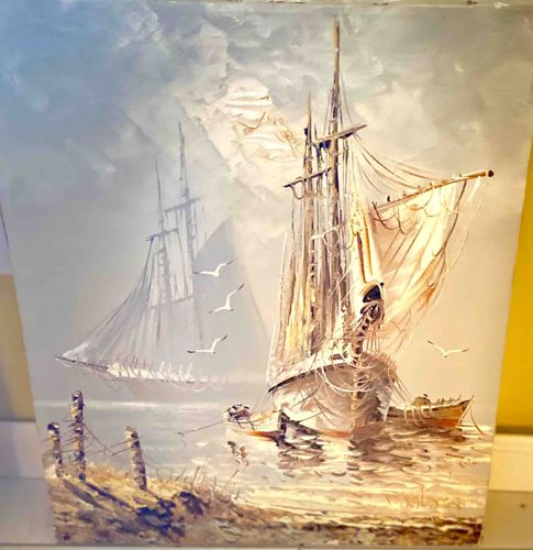 Sailboat Seascape Oil Painting