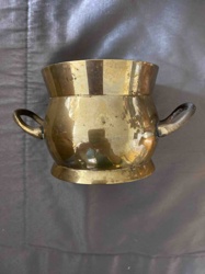 Vintage Brass Cauldron-Style Pot with Handles