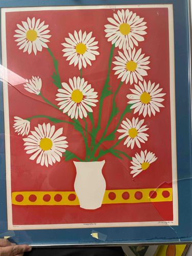 Screenprint of Daisies in a Vase