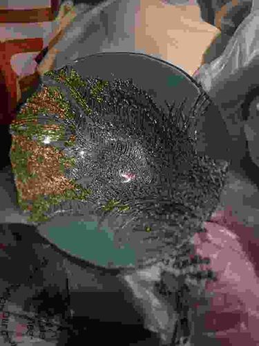 Fused Glass Art Disc with Iridescent Inclusions