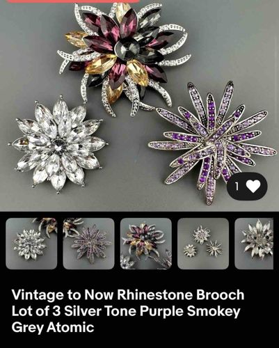Lot of 3 Vintage to Now Rhinestone Brooches