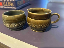 Two-Piece Pottery Creamer and Sugar Bowl Set
