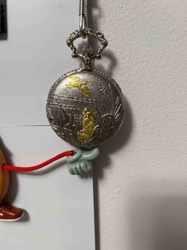 Pocket Watch with Duck Hunting Scene Embellishment