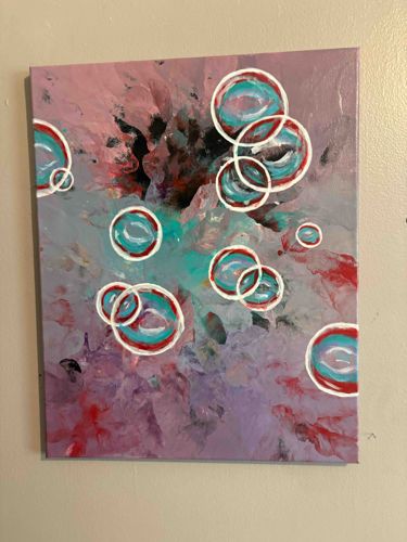 Abstract Fluid Art Painting with Concentric Circles