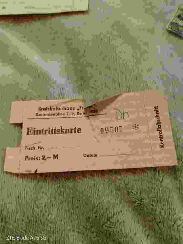 Vintage East German (GDR) Eintrittskarte (Admission Ticket)