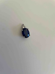 Sapphire and Diamond White Gold Pendant
