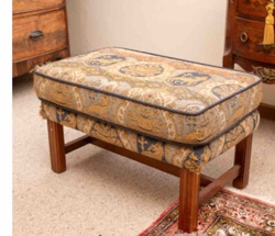 Upholstered Ottoman or Footstool with Paisley Pattern