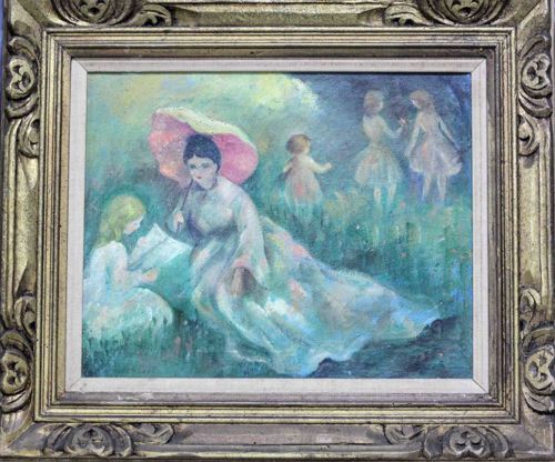 Impressionist Style Oil Painting of a Garden Scene