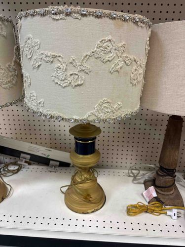 Vintage Mid-Century Neoclassical Table Lamp with Custom Lace Shaded